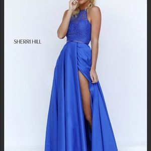 Sherri Hill Beaded Halter Top Ball Gown